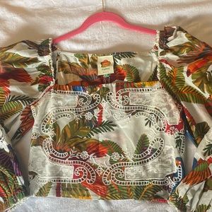 NWT- Farm Rio Forest Birds Embroidered Blouse